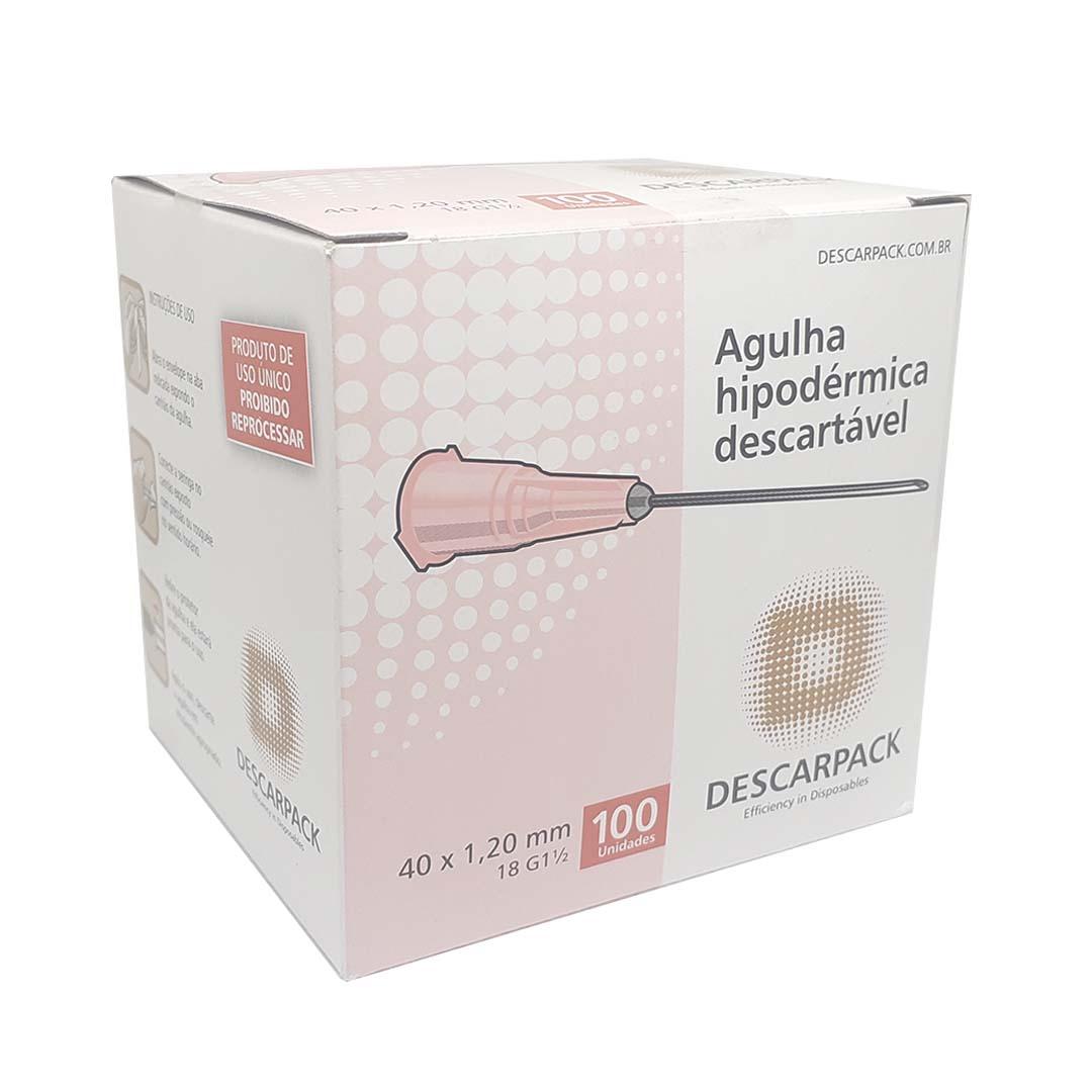 Agulha Hipodérmica Descartável Descarpack 40x1,20mm 500un
